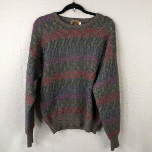 Vintage Boston Traders Sweater Mens Medium Multicolor Wool Made Hong Kong 90s